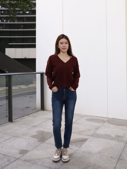 Christmas Red V Sweater