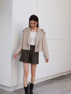 Collar Neck & Button Wool Short Coat