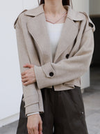 Collar Neck & Button Wool Short Coat