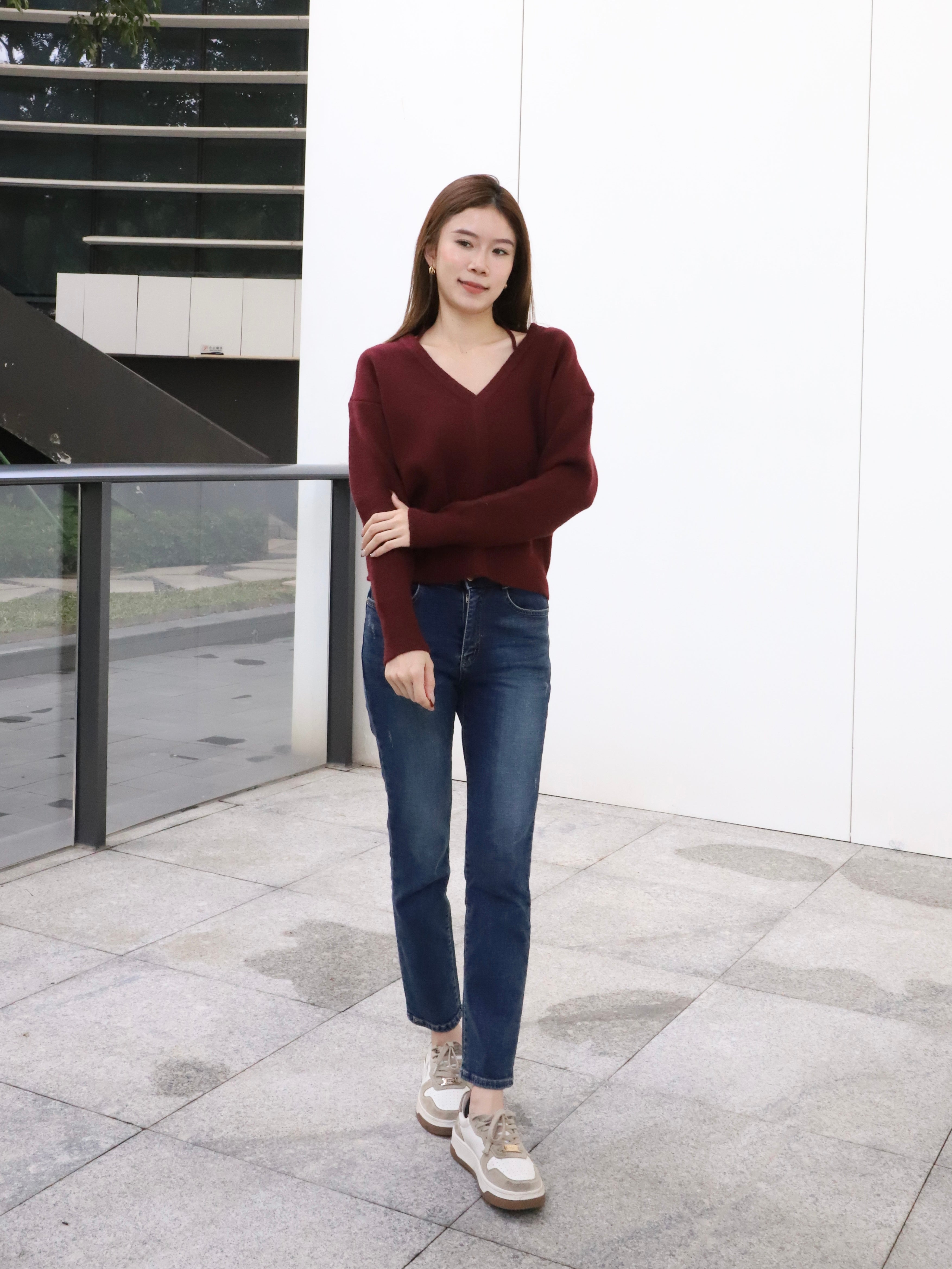 Christmas Red V Sweater