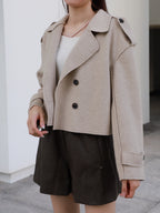 Collar Neck & Button Wool Short Coat