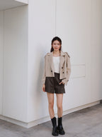 Collar Neck & Button Wool Short Coat