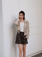 Collar Neck & Button Wool Short Coat