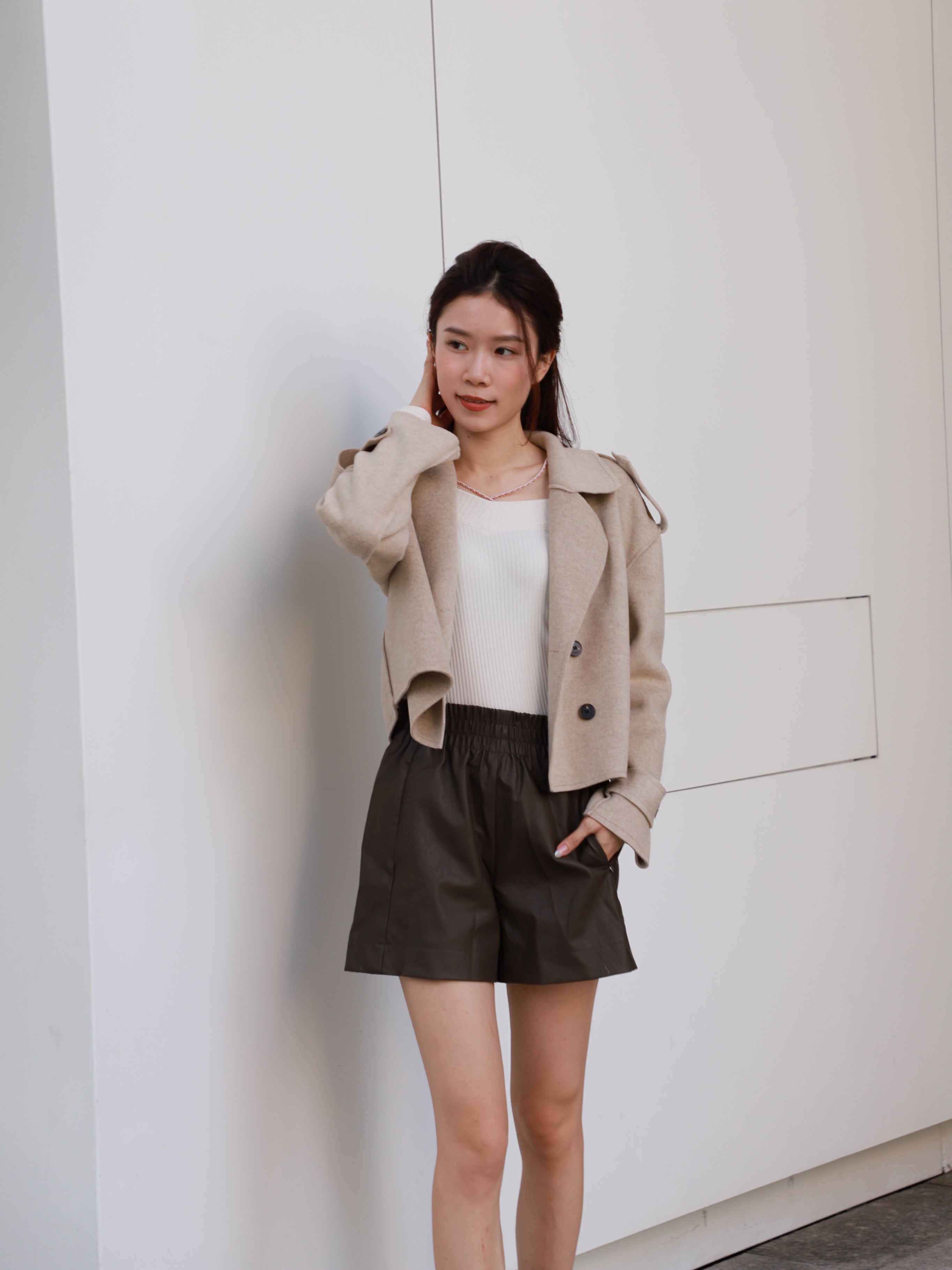 Collar Neck & Button Wool Short Coat