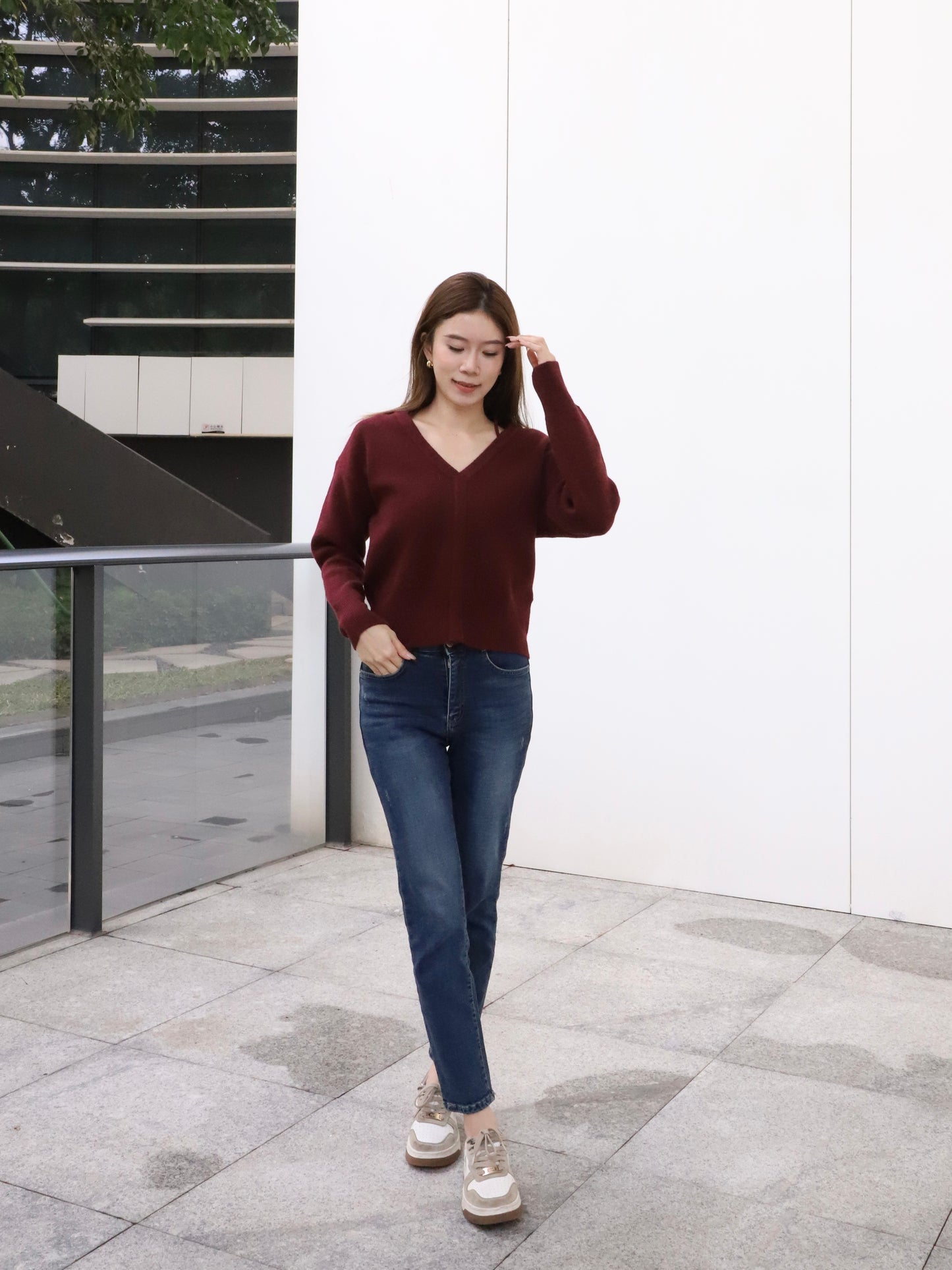 Christmas Red V Sweater