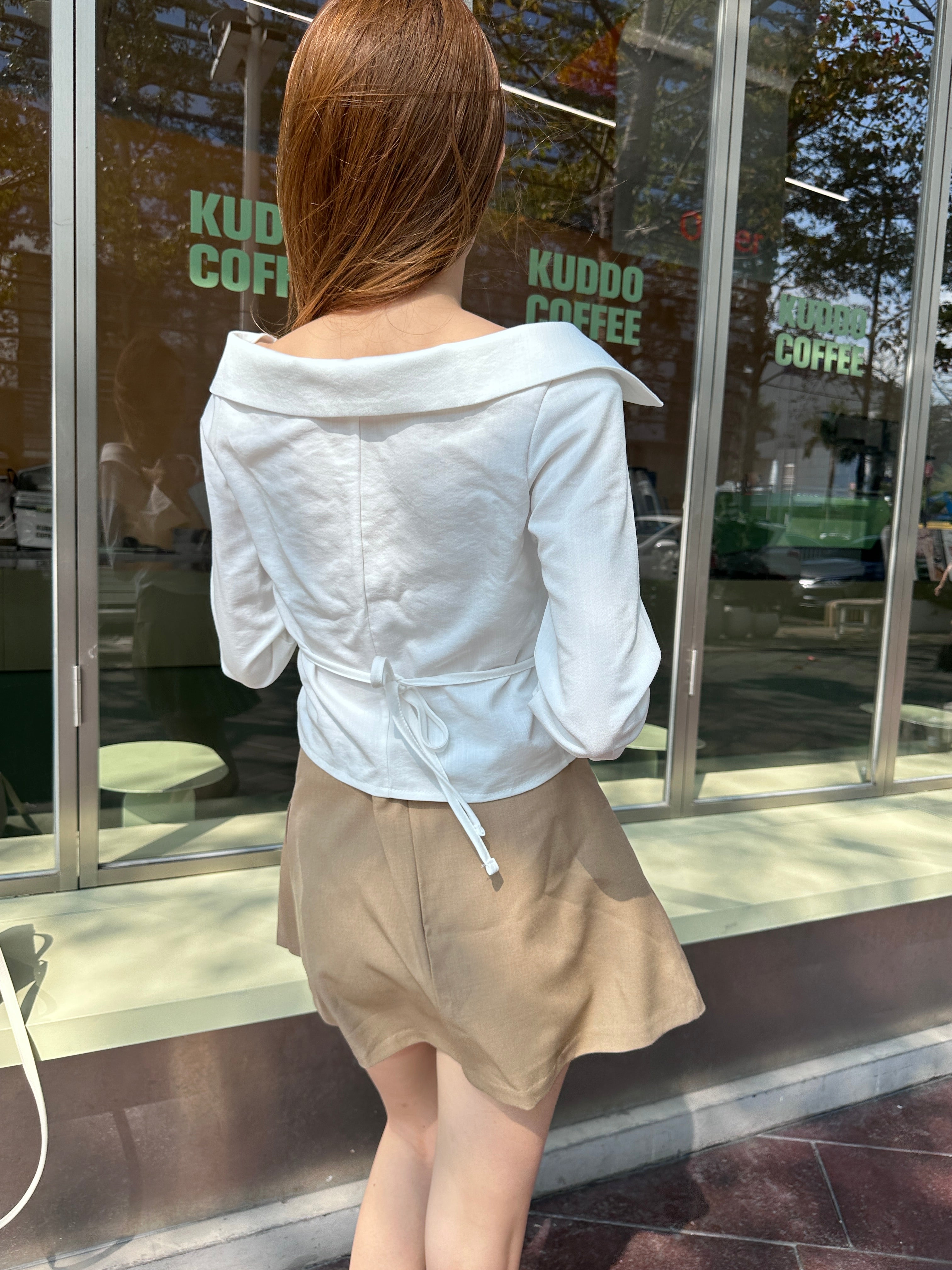Tied Fit Off Shoulder Shirt