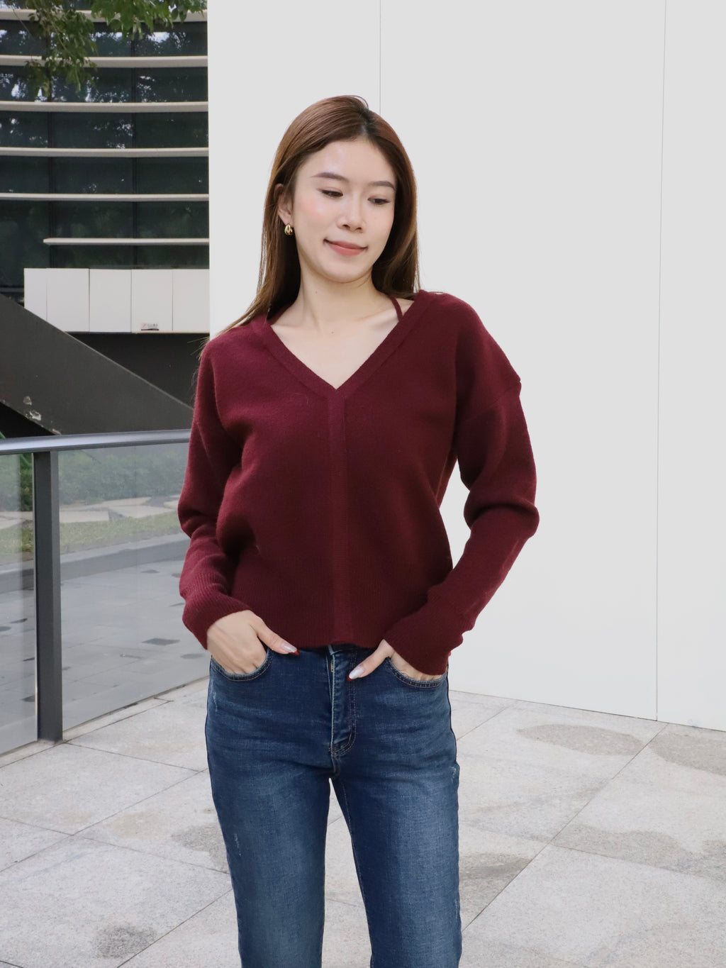 Christmas Red V Sweater
