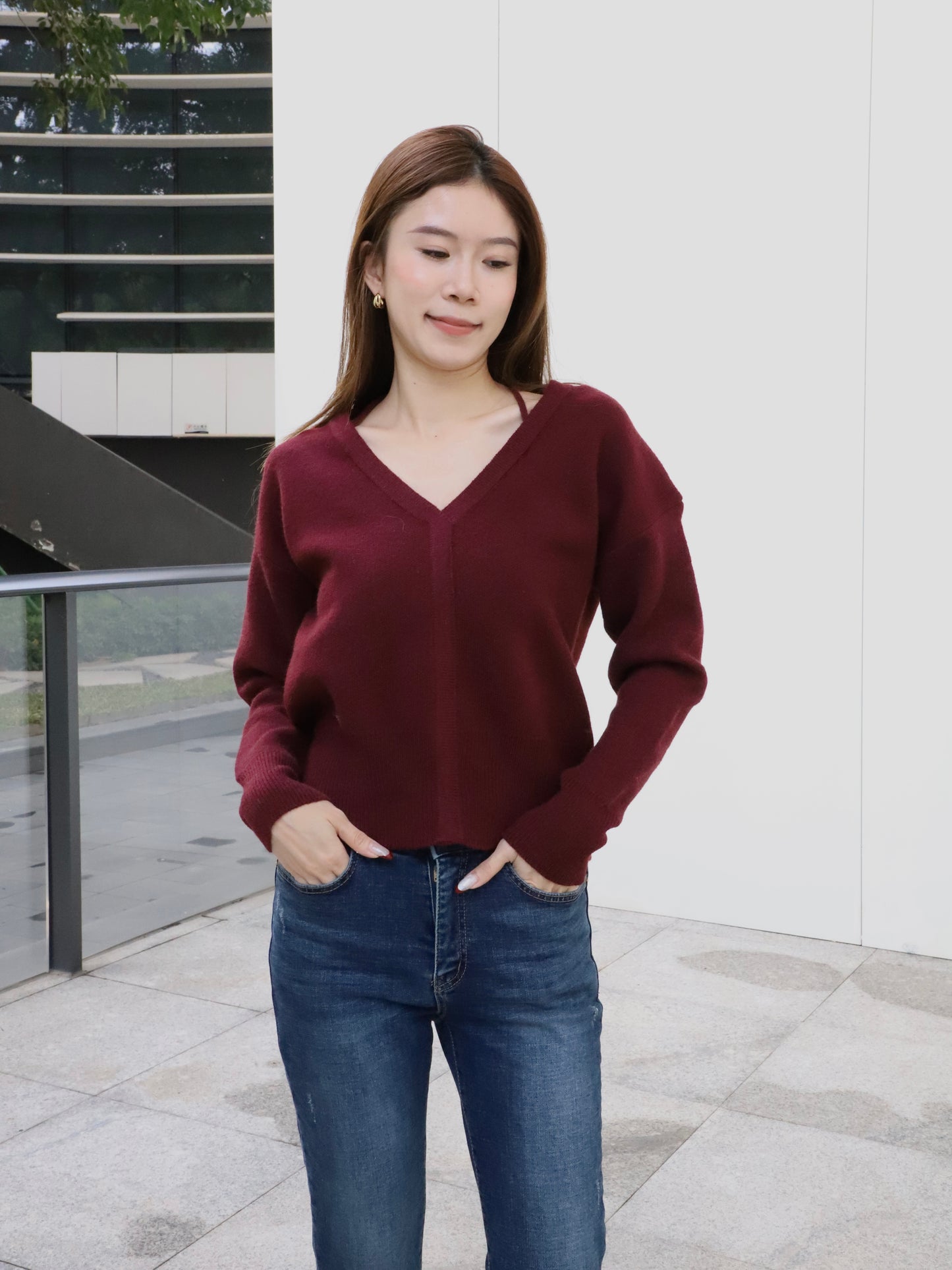 Christmas Red V Sweater