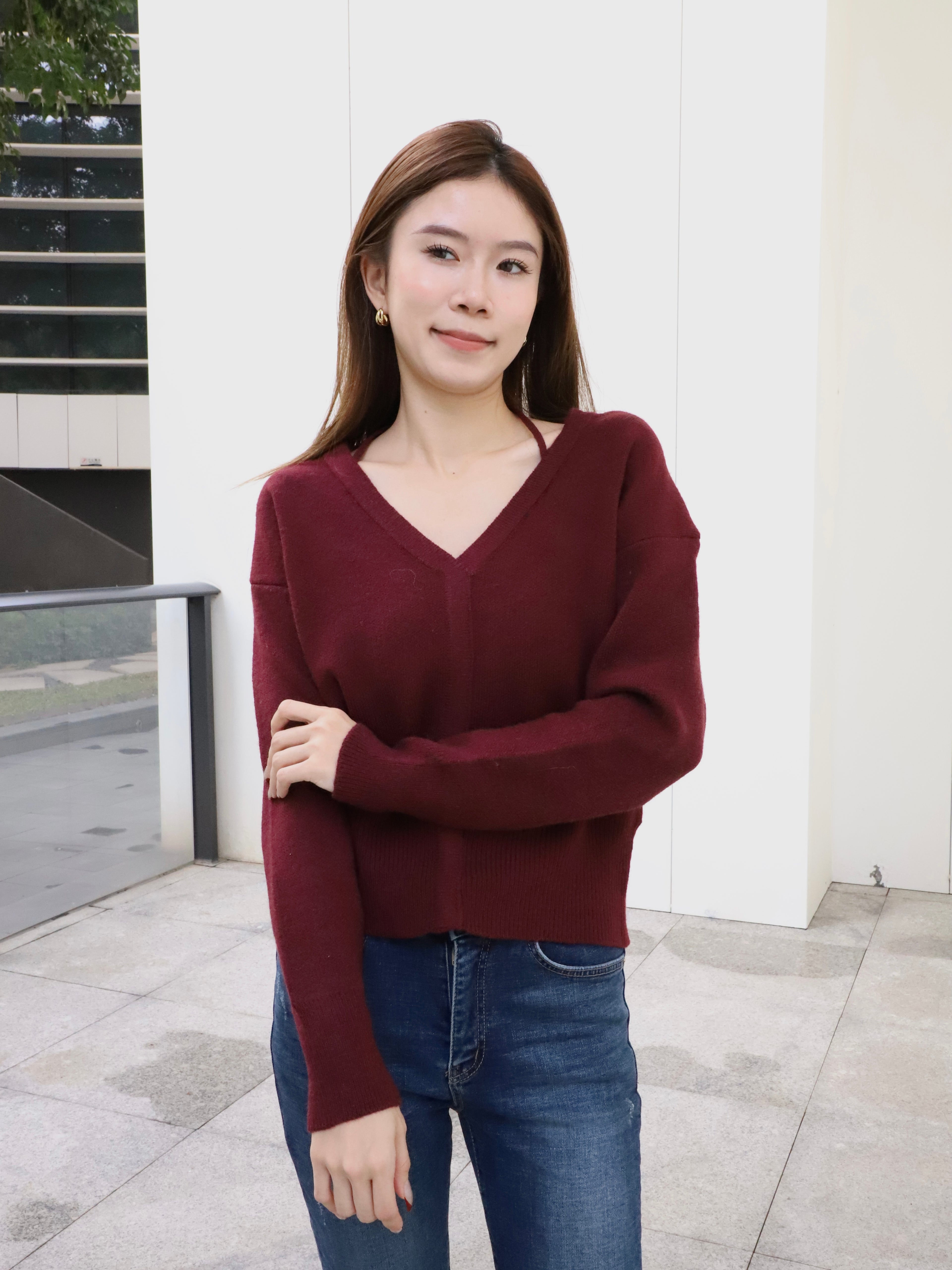 Christmas Red V Sweater