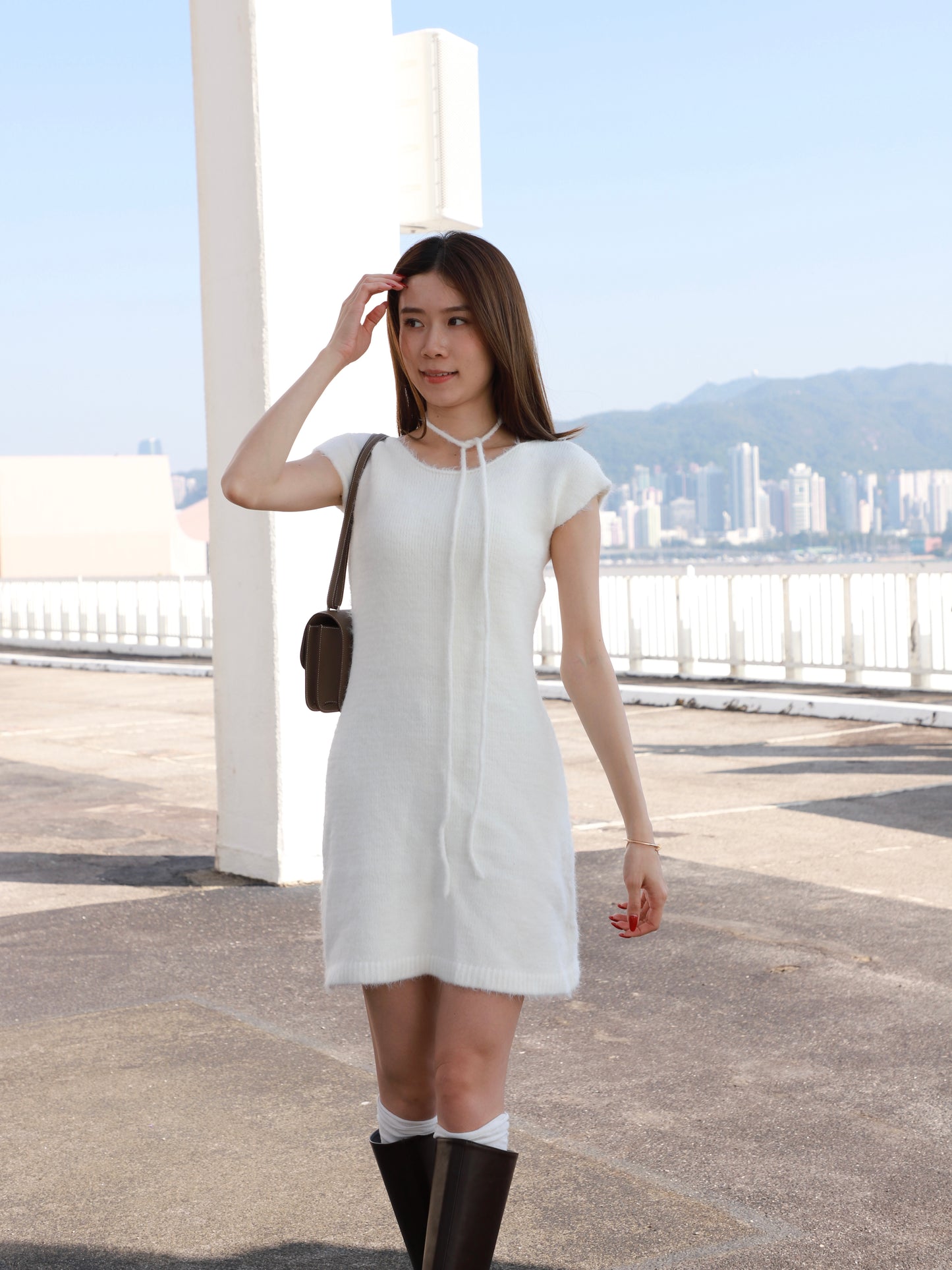 Fluffy Mini Dress with Strap