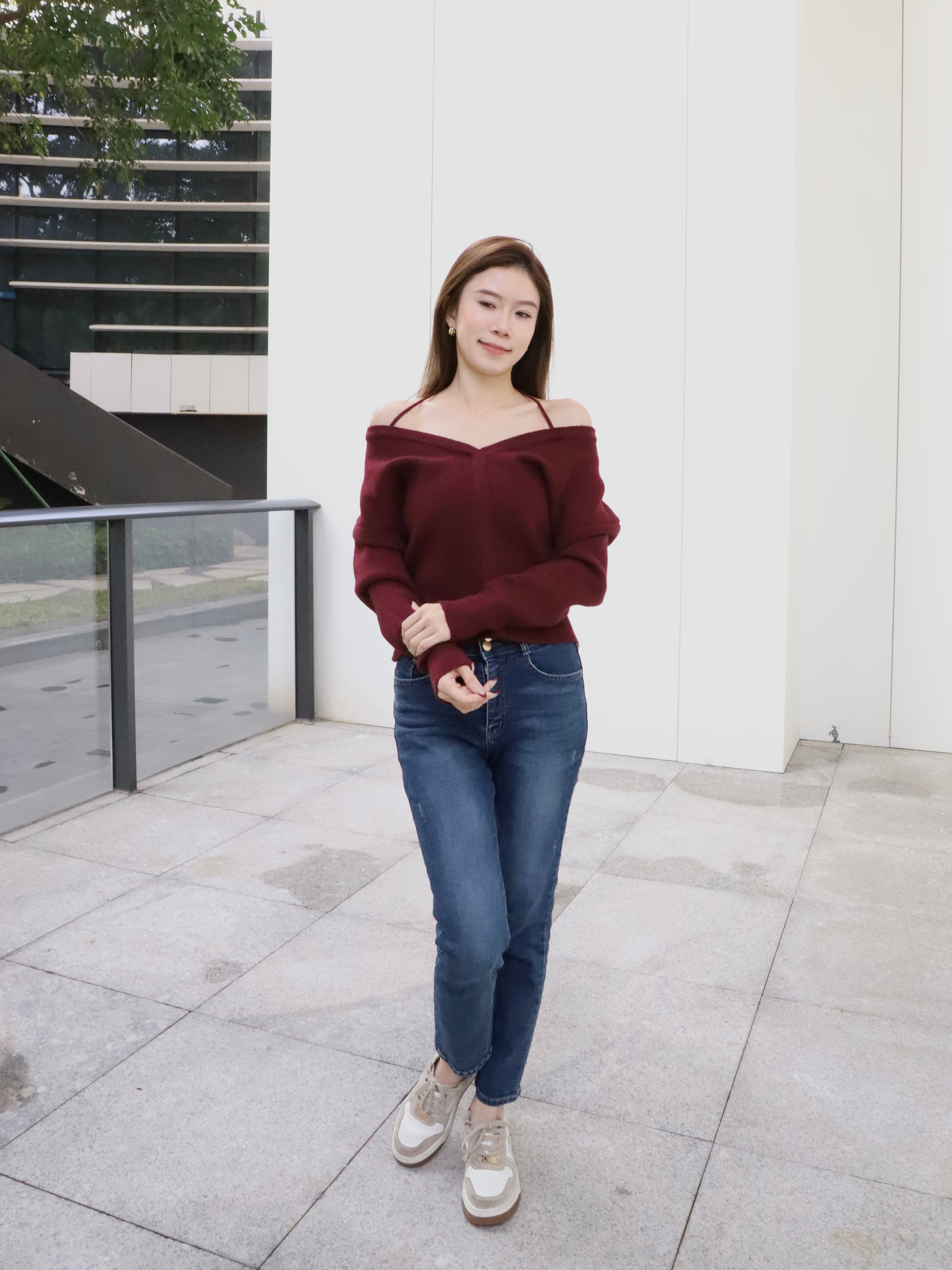 Christmas Red V Sweater