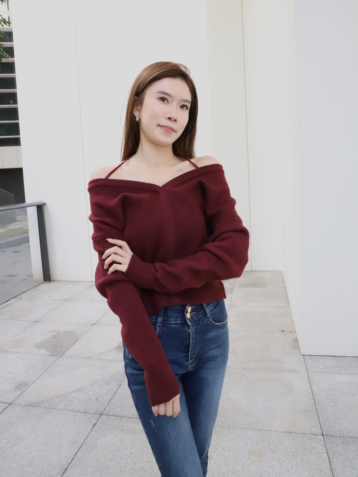 Christmas Red V Sweater