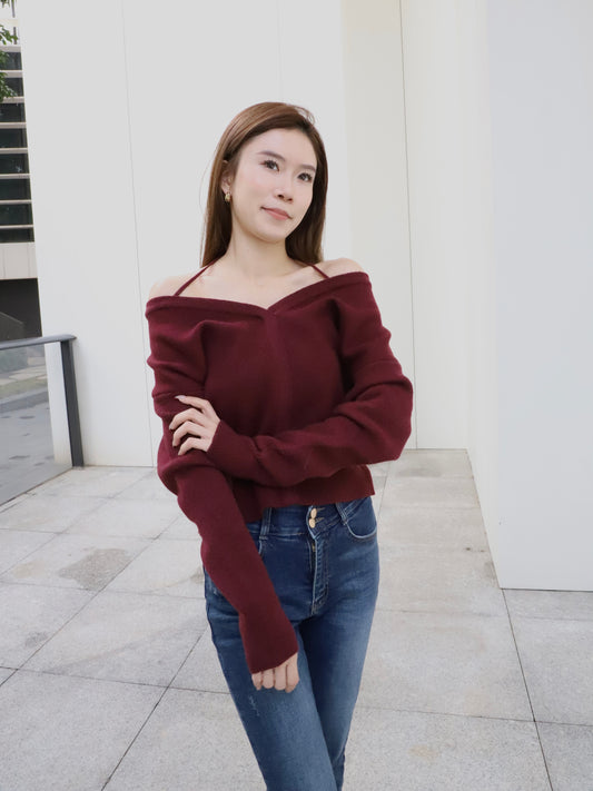 Christmas Red V Sweater