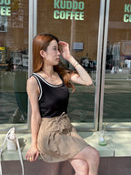 Outlined Knitted Tank Top
