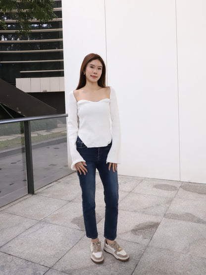 Knitted Heartshape Flare Sleeves Top