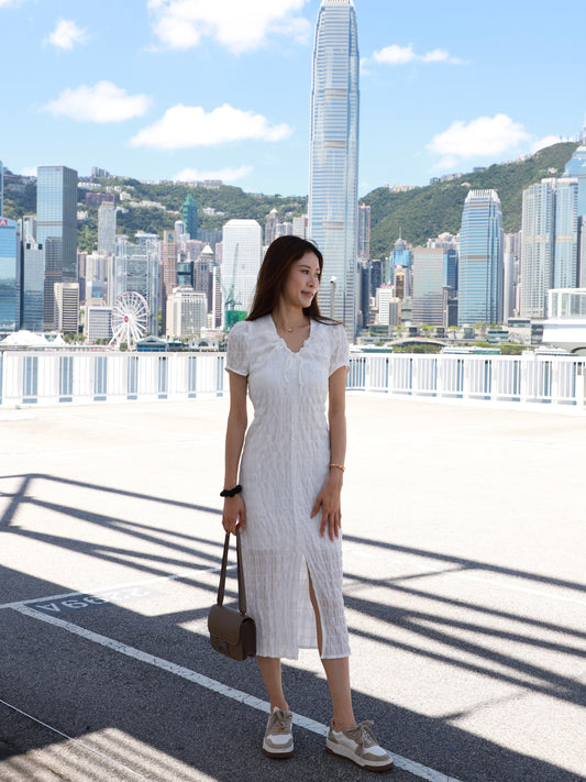 Checked Chiffon Maxi Dress