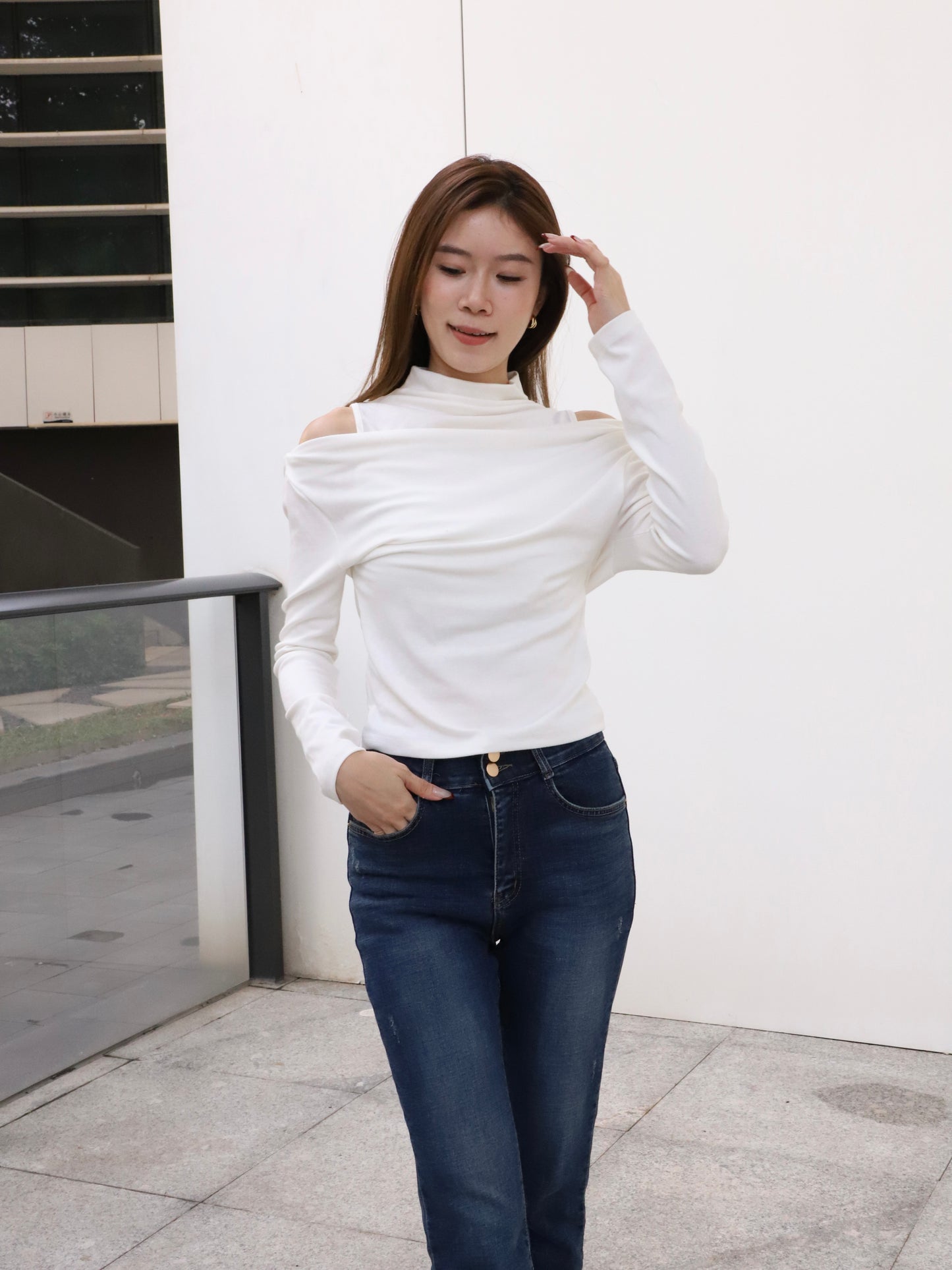 Cotton Half Off Shoulder Top