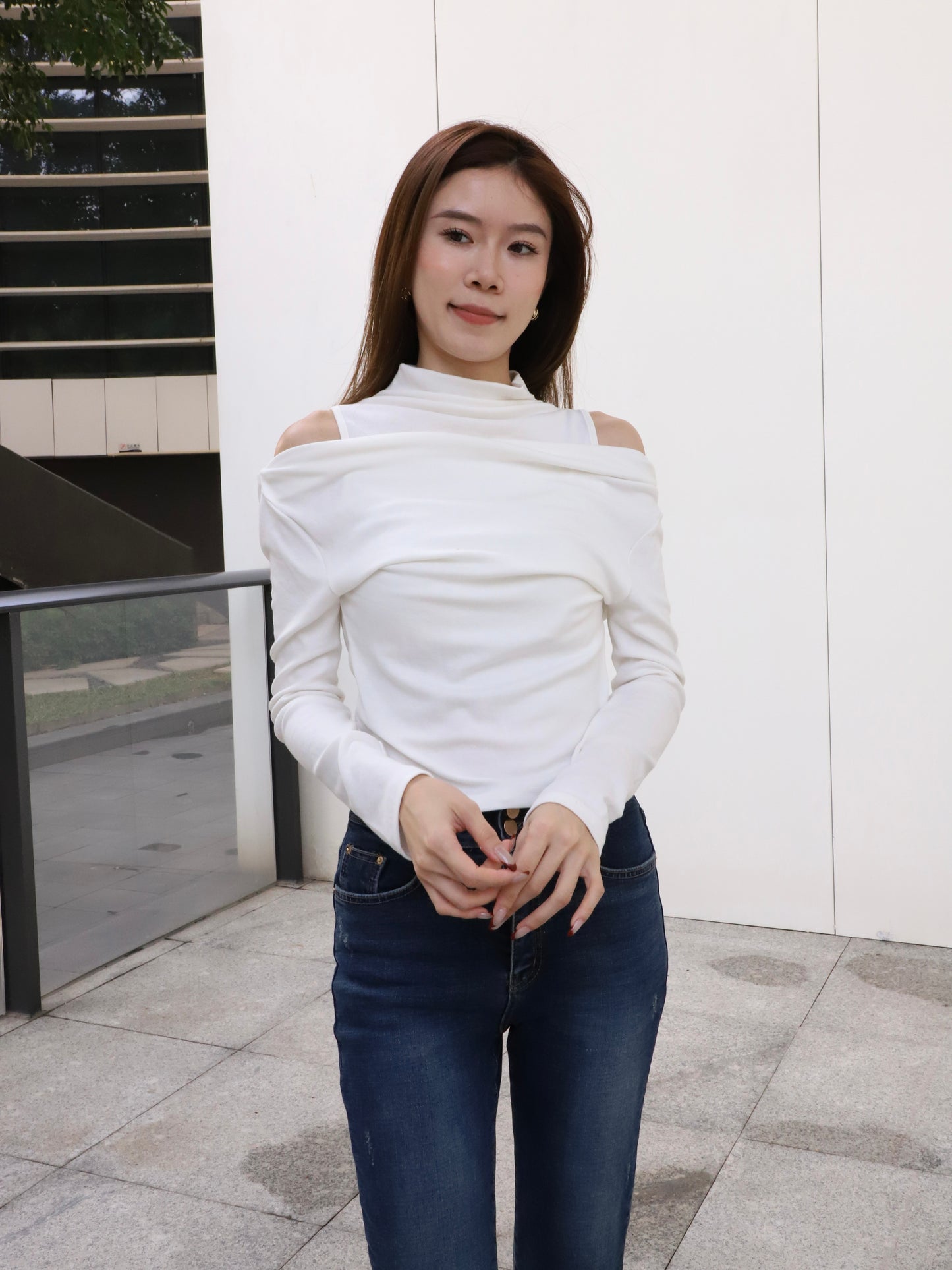 Cotton Half Off Shoulder Top