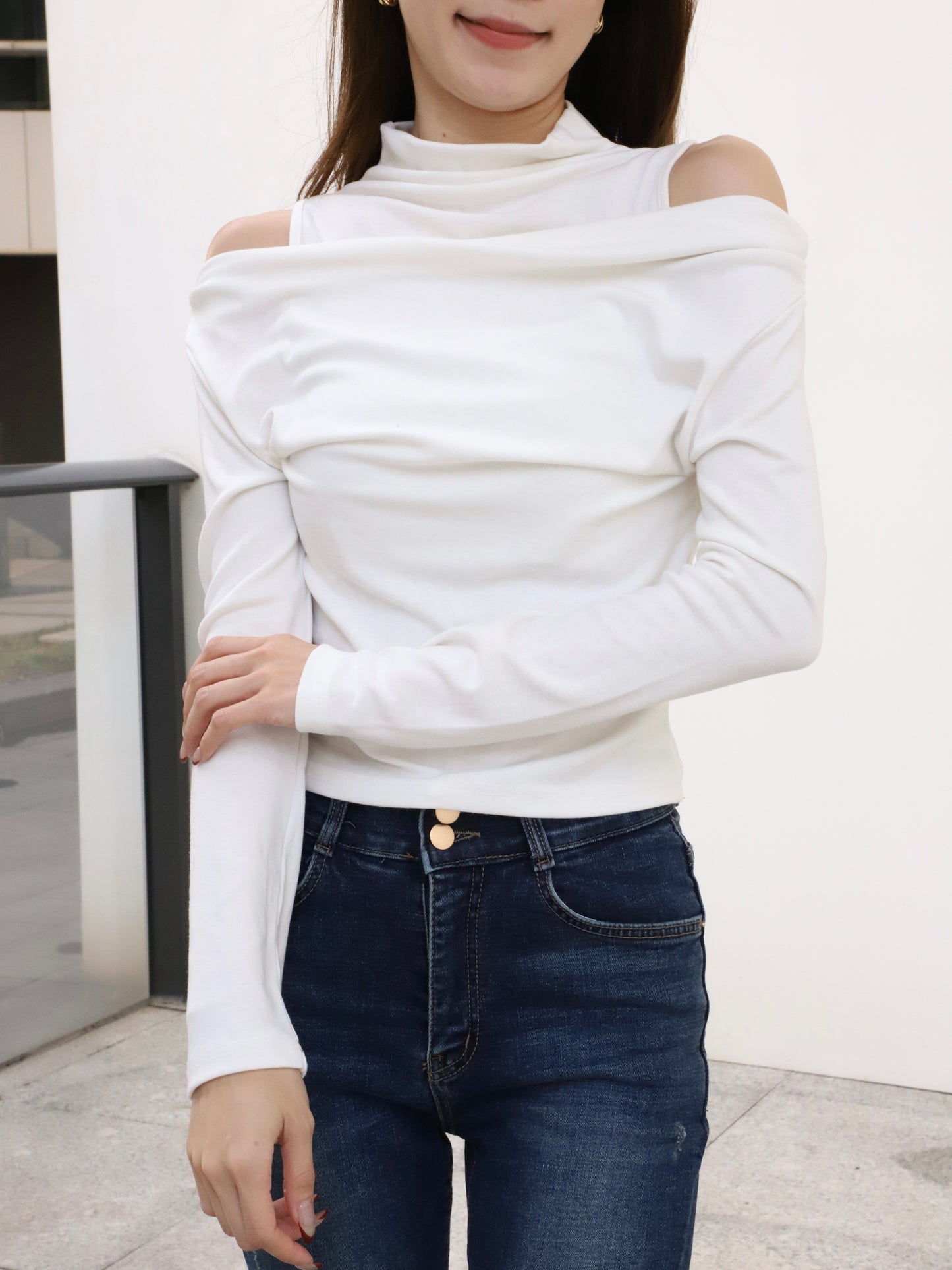 Cotton Half Off Shoulder Top