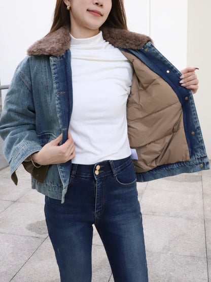 Denim Collar Neck Down Jacket