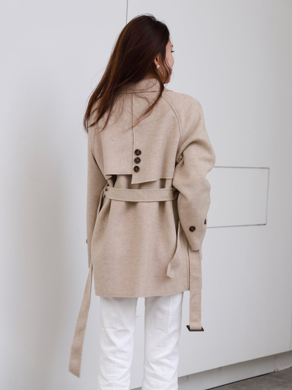 Wool Mid Length Trench Coat Jacket
