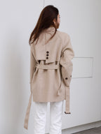 Wool Mid Length Trench Coat Jacket