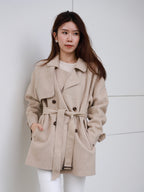 Wool Mid Length Trench Coat Jacket