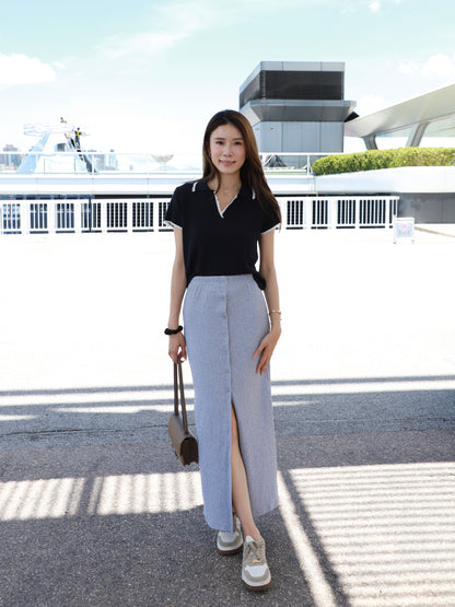 Outlined Knitted T Top