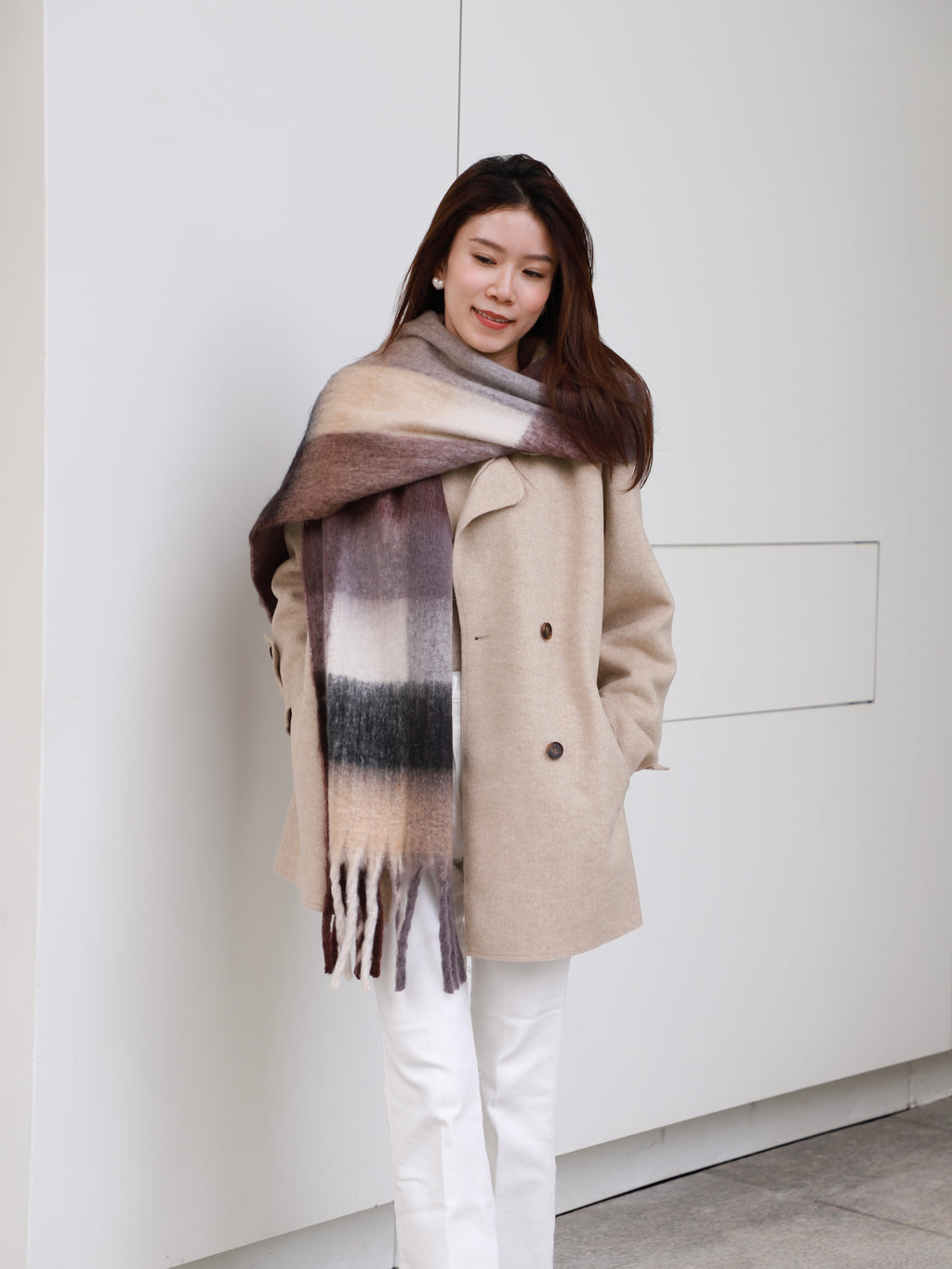 Wool Mid Length Trench Coat Jacket