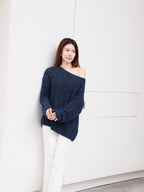 Oversized Blue Long Sleeves Sweater