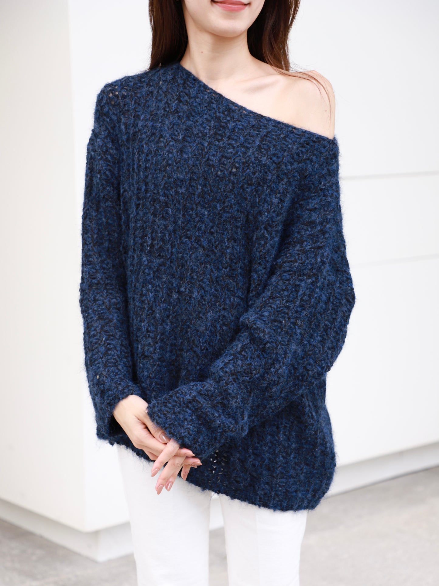 Oversized Blue Long Sleeves Sweater