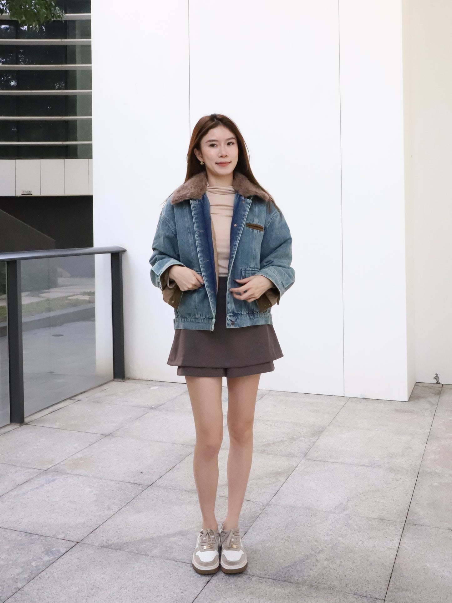 Denim Collar Neck Down Jacket