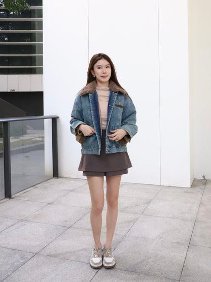 Denim Collar Neck Down Jacket