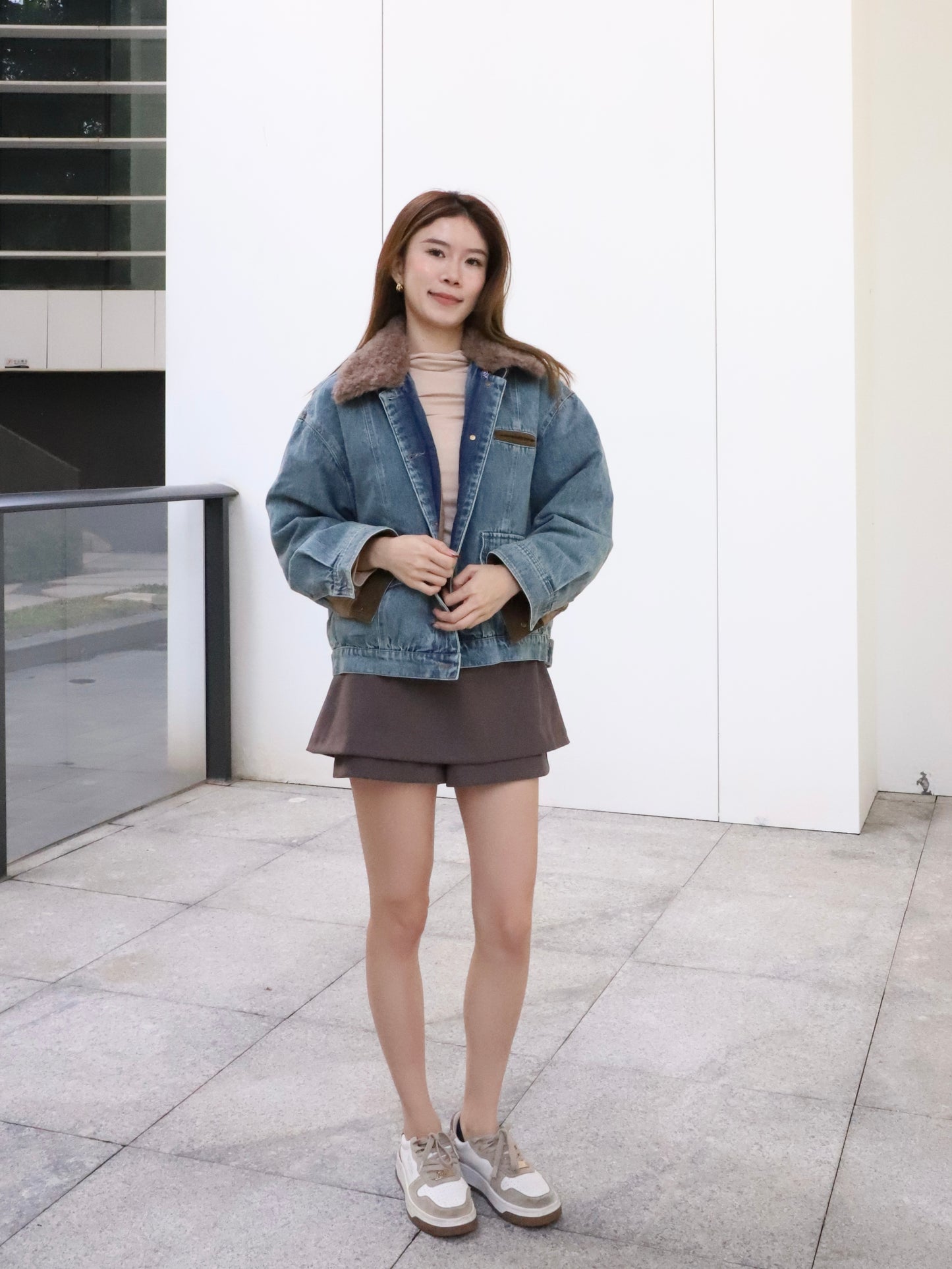 Denim Collar Neck Down Jacket