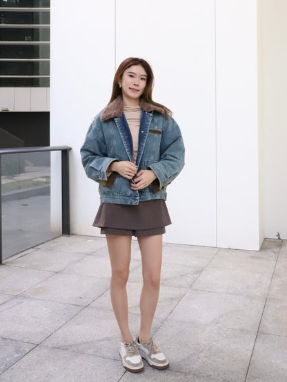 Denim Collar Neck Down Jacket