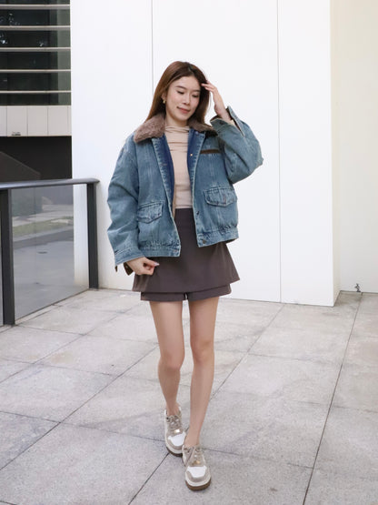 Denim Collar Neck Down Jacket