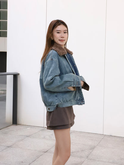 Denim Collar Neck Down Jacket