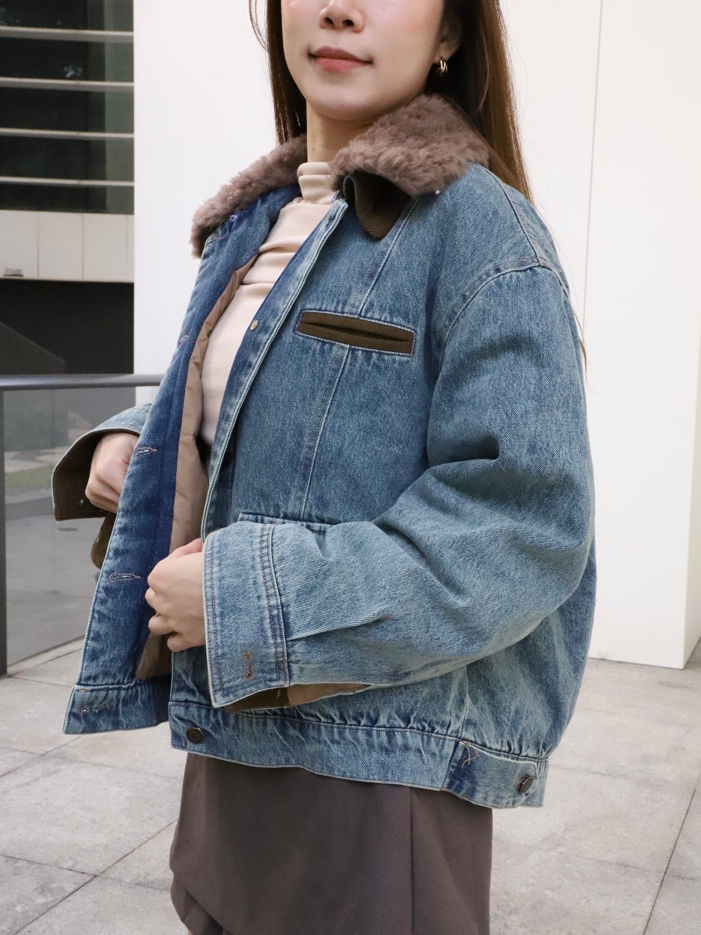 Denim Collar Neck Down Jacket