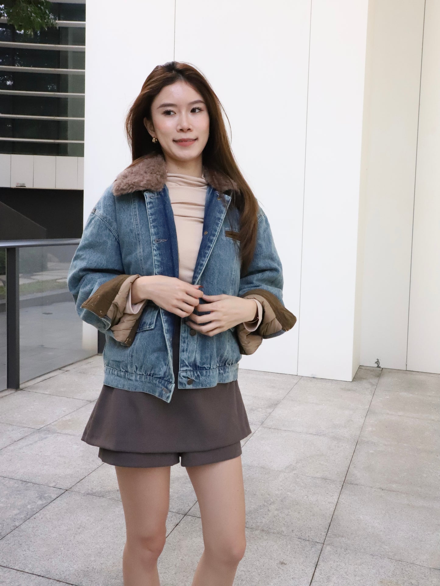 Denim Collar Neck Down Jacket