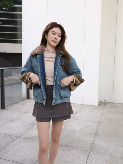 Denim Collar Neck Down Jacket