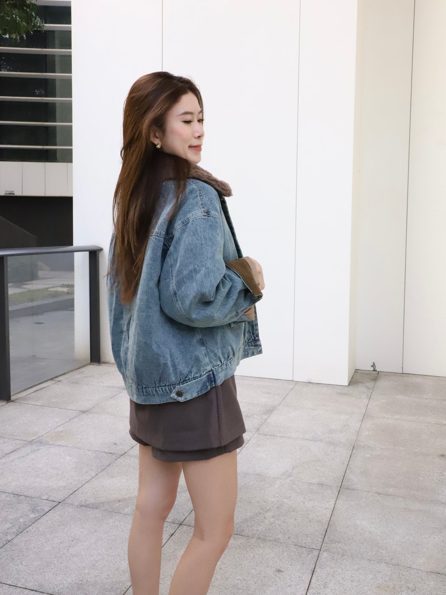 Denim Collar Neck Down Jacket