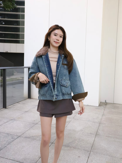 Denim Collar Neck Down Jacket