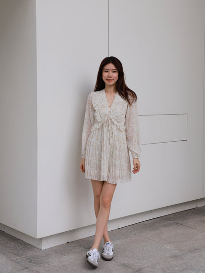 V neck Tie Waist Fairy Mini Dress