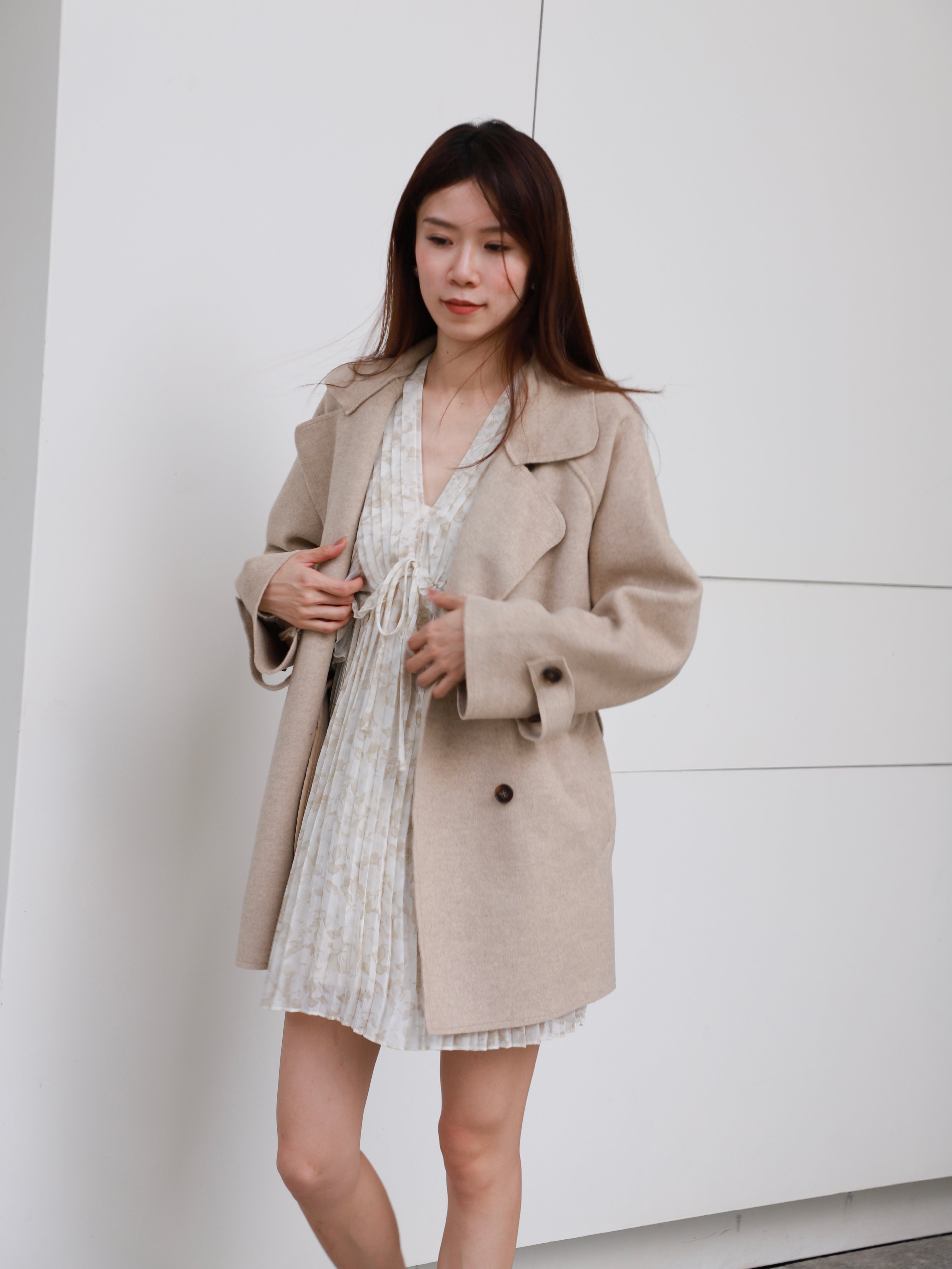 Wool Mid Length Trench Coat Jacket