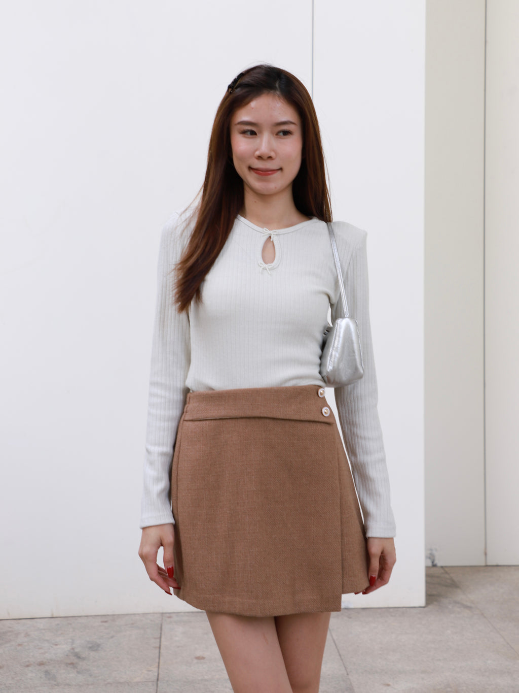 Doubled Button Wrap Skirt