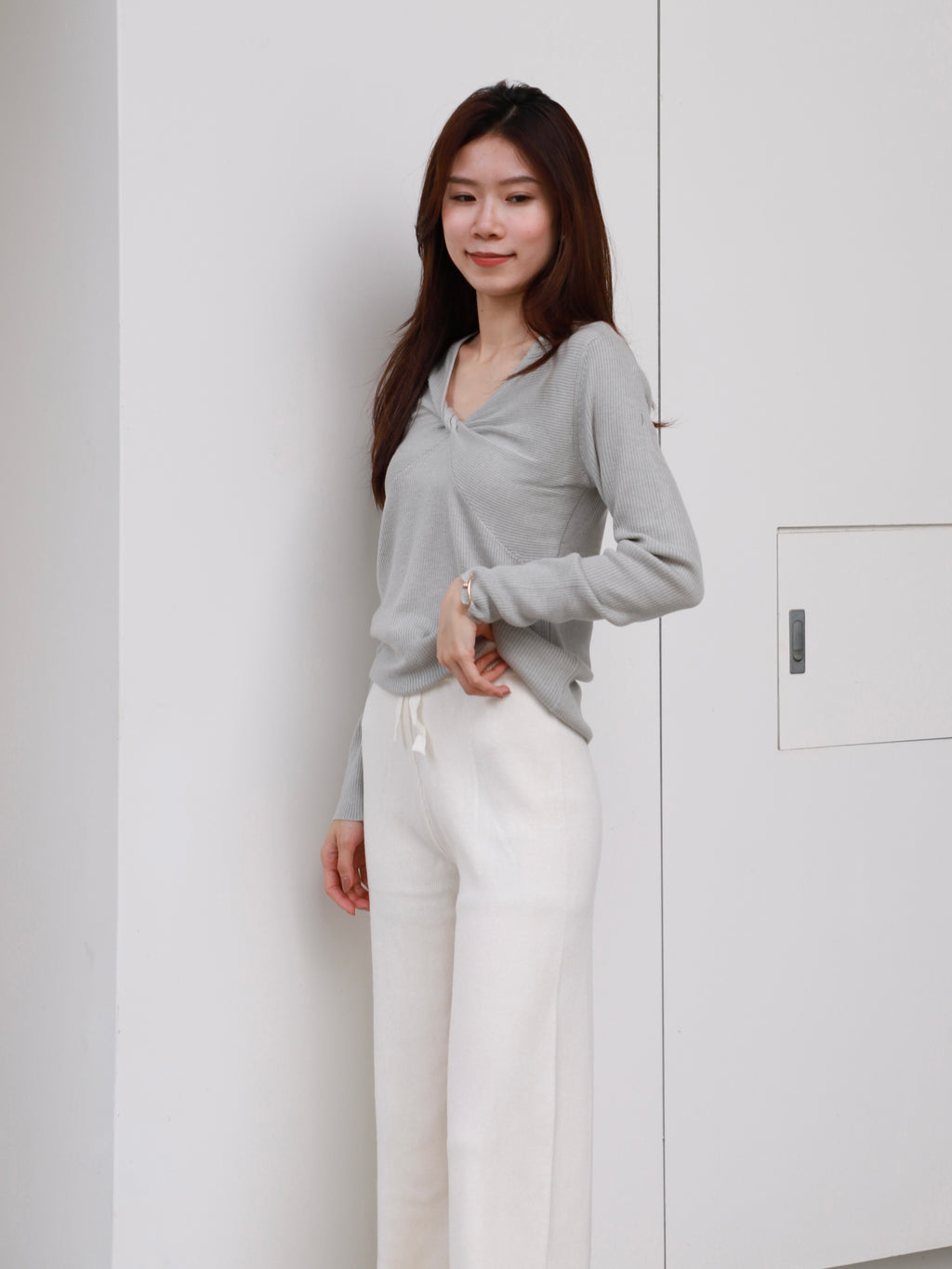 Knitted Wide Leg Straight Pants