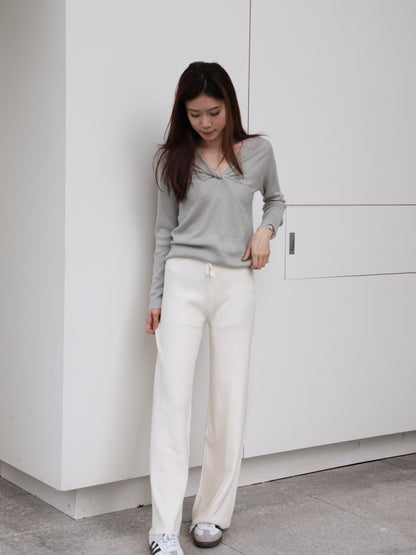 Knitted Wide Leg Straight Pants