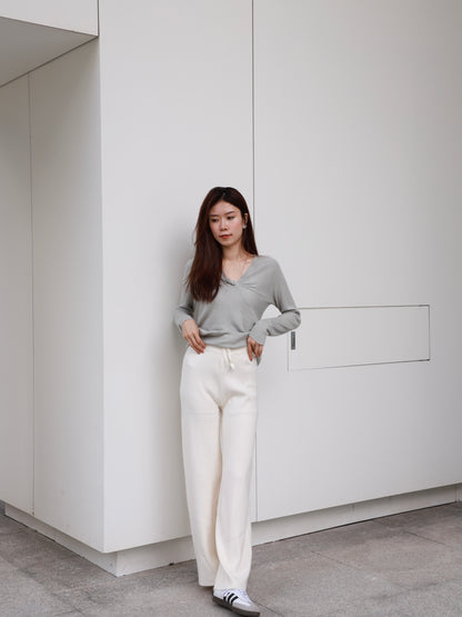 Knitted Wide Leg Straight Pants