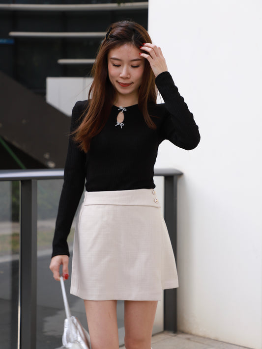 Doubled Button Wrap Skirt