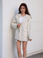 Wool with Hat Mid Jacket